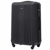 Walizki - WINGS Czarna WALIZKA podróżna na 4 kółkach DUŻY BAGAŻ z ABS-u rejestrowana - miniaturka - grafika 1