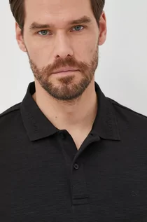 Koszulki męskie - Calvin Klein polo bawełniane kolor czarny gładki - grafika 1