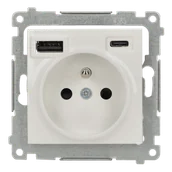 Gniazdka elektryczne - Kontakt Simon Gniazdo z ładowarką USB A+C SIMON 54 - biały - miniaturka - grafika 1