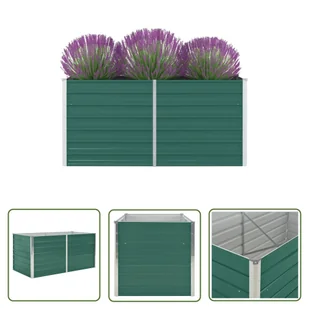 The Living Store Donica do podwyższonej grządki - 160x80x77 cm - stal - zielona - Skrzynia Do Podniesionej Grządki - Donice - miniaturka - grafika 1