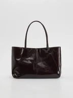 Torebki damskie - Reserved - Skórzana torebka shopper - mahoniowy - miniaturka - grafika 1