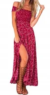 Sukienki - SUKIENKA MAXI HISZPANKA W KWIATY BOHO CZERWONA - miniaturka - grafika 1
