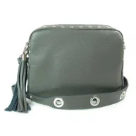 Torebki damskie - Listonoszka frędzelek, kółka ,dzety srebrne okucia Vera Pelle Szara VP1188G - miniaturka - grafika 1