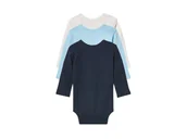 Body dla niemowląt - Lupilu Body niemowlęce z długim rękawem 3 sztuki Biały/niebieski/granatowy 50/56 - miniaturka - grafika 1