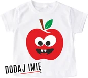 Koszulki dla dziewczynek - Koszulka z jabłkiem na dzień - DODAJ IMIĘ - miniaturka - grafika 1