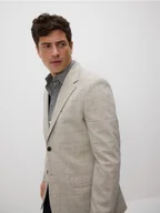 Kurtki męskie - Reserved - Marynarka slim fit w kratę - beżowy - miniaturka - grafika 1