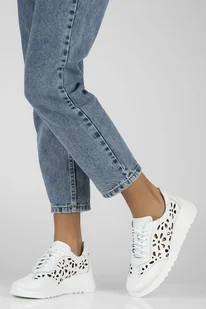 Skórzane sneakersy damskie Filippo DP4690/23 WH białe - Sneakersy damskie - miniaturka - grafika 5