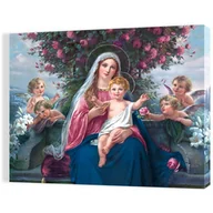 Ikony i obrazy sakralne - Obraz religijny na płótnie Matka Boża z Dzieciątkiem Jezus i aniołami - miniaturka - grafika 1