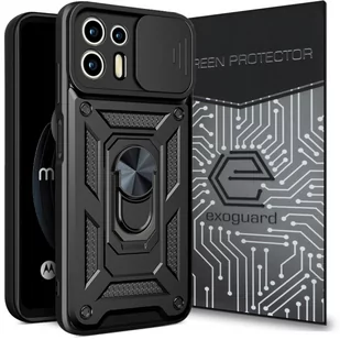 Etui Exoguard Camshield + Szkło - Motorola Moto Edge 20 Lite - Pancerne Case Obudowa Futerał Ring - Etui i futerały do telefonów - miniaturka - grafika 1