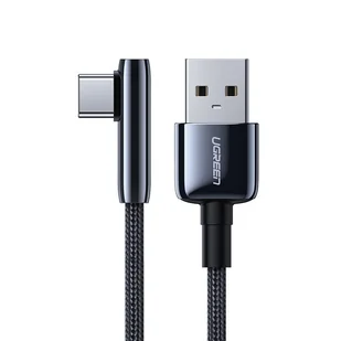 UGREEN kątowy kabel przewód z bocznym wtykiem USB - USB Typ C 5 A Quick Charge 3.0 AFC FCP 2 m czarny (70434 US313) - 2 70434 US313 - Kable USB - miniaturka - grafika 1
