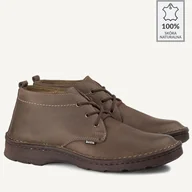 Buty zimowe męskie - Trzewiki męskie ze skóry naturalnej Nelson brązowe - BRILU - miniaturka - grafika 1