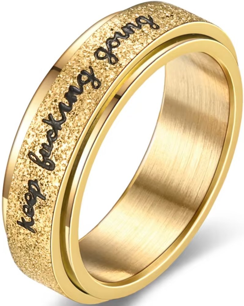 Złoty Pierścionek keep fucking going Anxiety Ring Stresowy Stal Szlachetna