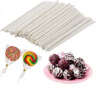 Dodatki do ciast w proszku - PATYCZKI DO CAKE POPS lizaki dekoracje URODZINY patyczki papierowe 100szt - miniaturka - grafika 1