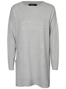 Vero Moda Vmbrilliant LS O-Neck Long Blouse Noos sweter damski, Szary (Light Grey Melange Szczegół:w. Snow White), XS - Swetry damskie - miniaturka - grafika 1