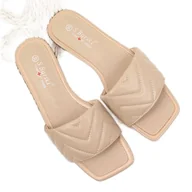 Klapki i japonki damskie - Klapki damskie pikowane beżowe S.Barski beżowy - miniaturka - grafika 1