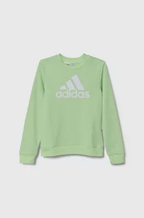 Bluzy dla chłopców - adidas bluza dziecięca kolor zielony z nadrukiem - grafika 1
