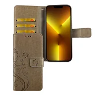 Etui i futerały do telefonów - Etui na telefon komórkowy Apple iPhone 13 Pro Etui ochronne z klapką i miejscem na kartę, kolor: kwiatowa szarość - miniaturka - grafika 1