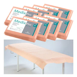Prześcieradło jednorazowe 77cm x 210cm morelowe podfoliowane 54g MedixPro 40szt - Kosmetyczne akcesoria jednorazowe - miniaturka - grafika 1