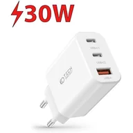Ładowarki do telefonów - Ładowarka Sieciowa 30W 2x PD USB-C + QC3.0 USB Tech-Protect C30W biała - miniaturka - grafika 1
