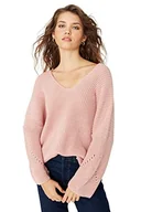 Bluzy damskie - Trendyol Damska bluza z dekoltem w serek, jednokolorowa, oversize, kolor łososiowy, L, Kolor łososia, L - miniaturka - grafika 1