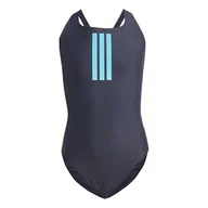 Stroje kąpielowe - adidas Damski strój kąpielowy z 3 paskami z dekoltem w serek 42, Legend Ink/Lucid Cyan, 42 - miniaturka - grafika 1