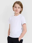 Koszulki dla chłopców - 4F T-shirt sportowy szybkoschnący chłopięcy - biały 122/128 (6-8 lat) - miniaturka - grafika 1