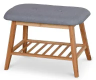 Ławki do przedpokoju - Drewniana ławka siedzisko z półką na obuwie Tiffany 60 cm - popiel - miniaturka - grafika 1