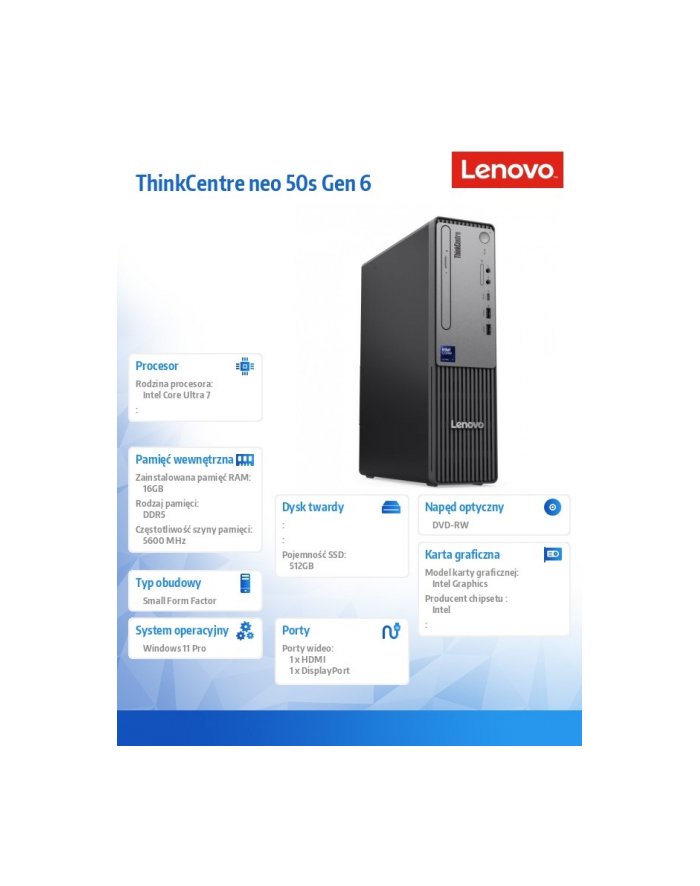 lenovo Desktop ThinkCentre Neo 50s SFF 13DM0010PB W11Pro Ultra 7 265/16GB/512GB/INT/3YRS OS