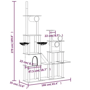 Lumarko Drapak dla kota z sizalowymi słupkami, kremowy, 279 cm! - Drapaki dla kotów - miniaturka - grafika 8