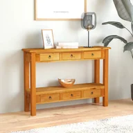 Konsole i sekretarzyki - vidaXL Stolik konsolowy z szufladami, 110x30x75 cm, lity mahoń - miniaturka - grafika 1