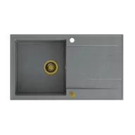 Zlewozmywaki - QUADRON Zlew EVAN 111 silver stone + syfon ZŁOTY - miniaturka - grafika 1