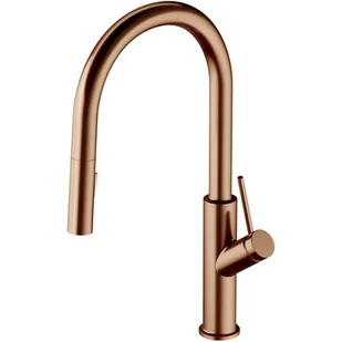 Omnires Bend bateria kuchenna z wyciąganą wylewką miedź szczotkowana BE6455CPB | - Baterie umywalkowe - miniaturka - grafika 1