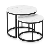 Ławy i stoliki kawowe - Zestaw nowoczesnych okrągłych stolików biały marmur - Kendal - miniaturka - grafika 1