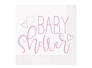 Serwetki na baby shower dla dziewczynki - 33 cm - 16 szt. - Dekoracje i nakrycia stołu na imprezę - miniaturka - grafika 1