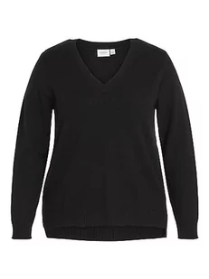 VILA EVOKED BY VILA Damski sweter VIRIL z dekoltem w serek L/S Knit top/cur-NOOS cienki sweter, czarny, 46 - Swetry damskie - miniaturka - grafika 1