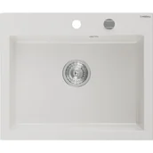 Zlewozmywaki - Mexen Elix zlewozmywak granitowy 1-komorowy 600 x 500 mm, biały, syfon chrom - 6525601005-20 - miniaturka - grafika 1