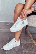 Moda i Uroda OUTLET - Skórzane Tenisówki Gwiazda Big Star JJ274240 Białe-39 - miniaturka - grafika 1