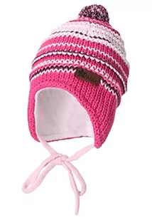 Sterntaler Baby Girl czapka Baby GOTS czapka z pomponem w paski czapka - czapka niemowlęca - z bawełny z nausznikami i tasiemką do wiązania - różowa, Rosa, 43 - Czapki dla dzieci - miniaturka - grafika 1