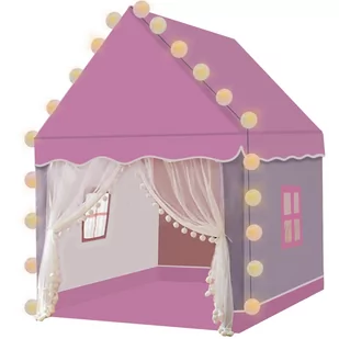 Namiot Domek dla Dzieci Zamek Pałac do Pokoju Ogrodu Domu + Lampki LED Róż KRUZZEL - Namioty i tipi dla dzieci - miniaturka - grafika 1
