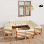 Meble ogrodowe - vidaXL Lumarko 11-cz. zestaw wypoczynkowy do ogrodu z poduszkami, miodowy brąz  3076997 - miniaturka - grafika 1