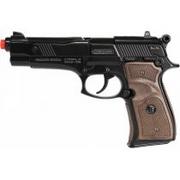 Zabawki militarne - Gonher Metalowy pistolet policyjny 8 naboi Pulio - miniaturka - grafika 1