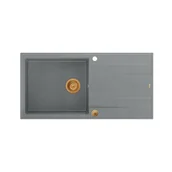 Zlewozmywaki - QUADRON Zlewozmywak EVAN 146 XL szary, elementy miedziane, k.pneum. HCQE10050U5_PVDC1_P2O- - miniaturka - grafika 1