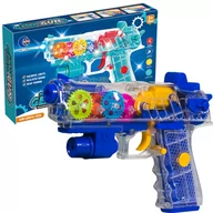 Zabawki militarne - PISTOLET NA BATERIE DŹWIĘK ŚWIATŁO RUCHOME ZĘBATKI - miniaturka - grafika 1