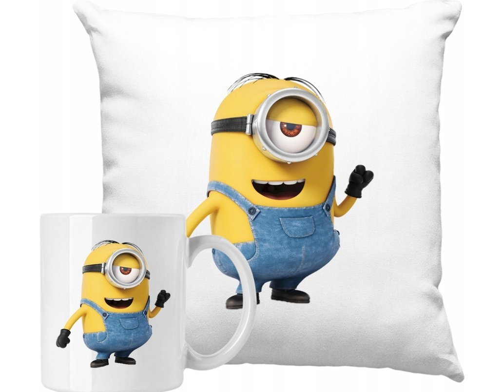 ZESTAW PODUSZKA + KUBEK Minionki Minions Pomysł Na Prezent +IMIĘ