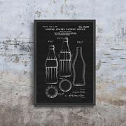 Plakaty - Plakat w stylu retro Projekt butelki coca-cola Patent USA A3 30x40cm z ramką pion - miniaturka - grafika 1