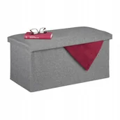 Ławki do przedpokoju - Ławka Do Przedpokoju Siedzisko Podnóżek Schowek 84L Szary - miniaturka - grafika 1