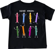 Koszulki dla dziewczynek - CZARNA Koszulka w kredki na DZIEŃ KREDKI W PRZEDSZKOLU DZIEŃ KREDKI - miniaturka - grafika 1
