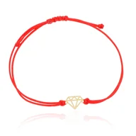 Bransoletki - Bransoletka czerwony sznurek ze złotym diamentem pr.585 - miniaturka - grafika 1