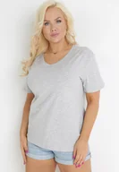 Koszulki i topy damskie - Jasnoszary T-shirt Genilin - miniaturka - grafika 1