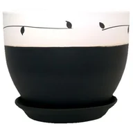 Donice - Doniczka Classic z podstawką drewno III 16,5 cm ceramiczna grafit - miniaturka - grafika 1